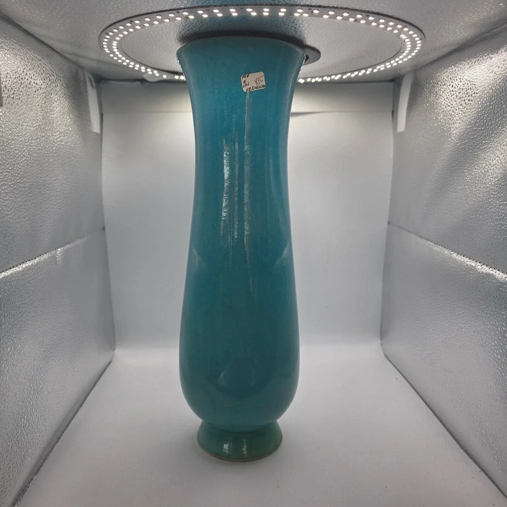 Red Wing Pottery 1311 Tall Turquoise Blue Art Pottery Vase USA MCM